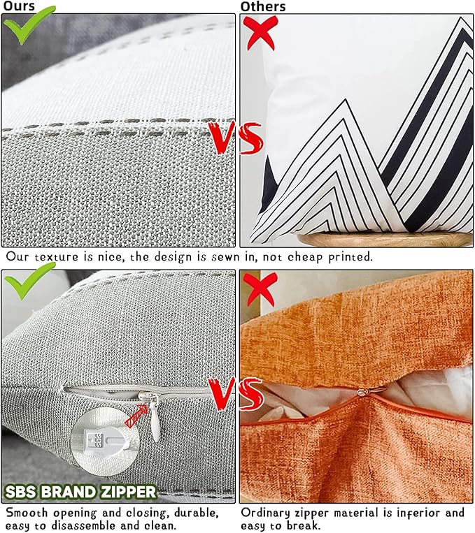 AmHoo Pack of 2 Farmhouse Stripe Check Throw Pillow Covers Set Case Cotton Linen Decorative Pillowcases Cushion Cover for Couch Bench Sofa 18x18Inch Teal Blue