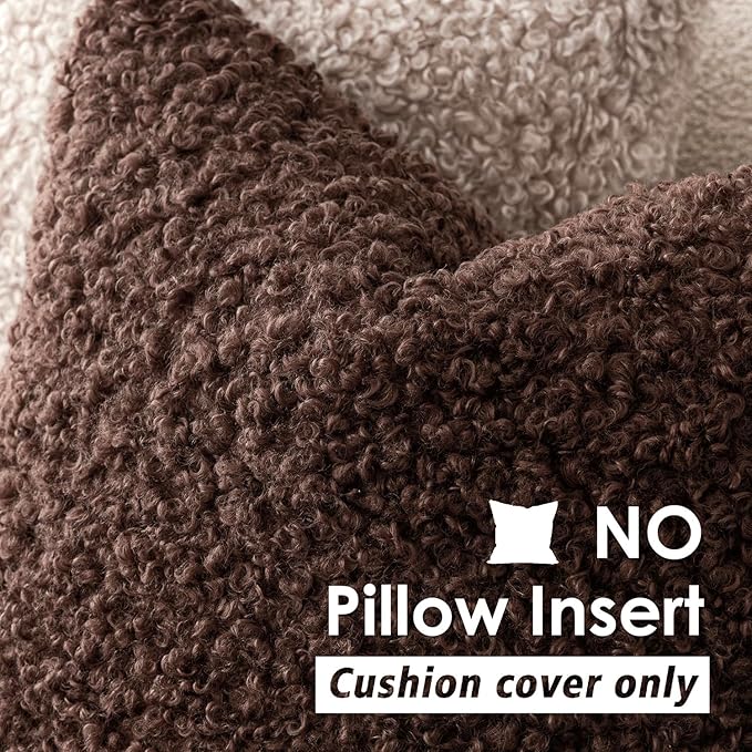 Foindtower 2 Pieces 24x24 Inch Red Brown, Faux Fur Throw Pillow Cover Accent Sherpa Furry Pillow Covers Fuzzy Soft Pillowcases Cozy Sheepskin Decorative Fleece Cushion Case for Bed Couch Living Room