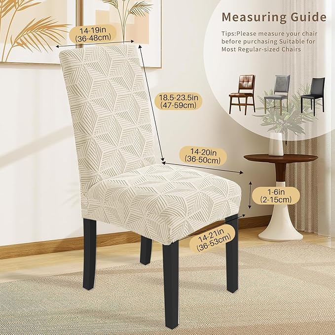 YEMYHOM Dining Chair Covers Set of 2, Stretch Dining Room Parsons Chair Slipcover, Removable Washable Furniture Protector for Home, Kitchen, Banquet (Beige)