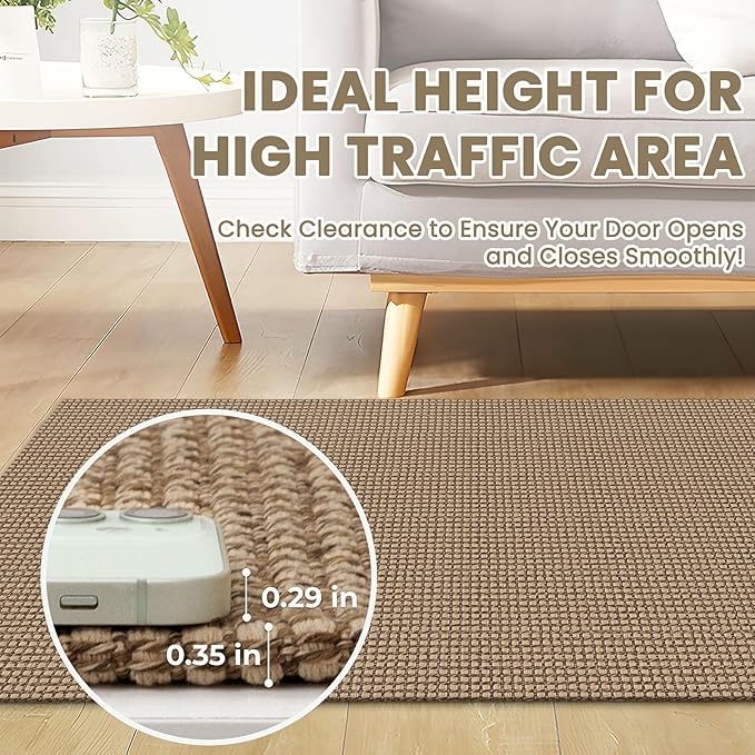 Braided Runner Rug 2x10 Ft Washable Runners for Hallways Non Slip Kitchen Runner Rug Cotton Long Entryway Runner Indoor, Woven Carpet for Hall Kitchen Entryway, Orange/Tan/Brown