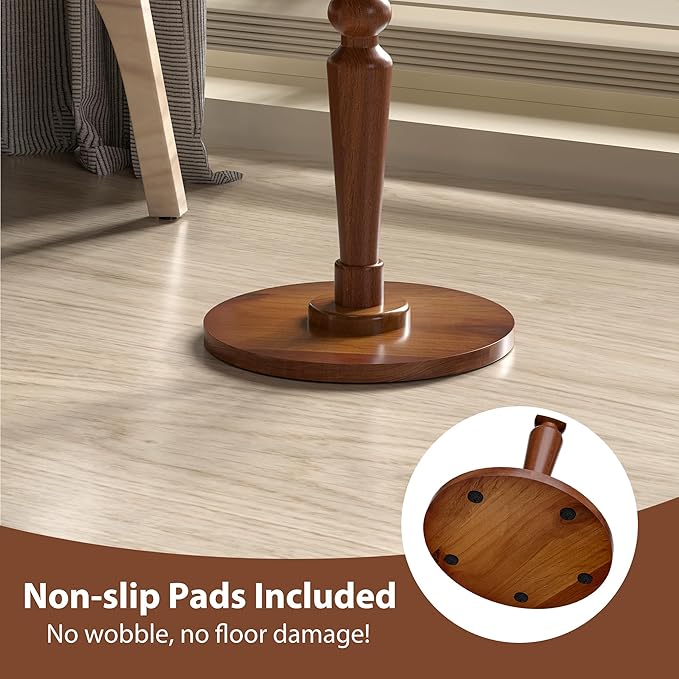 Small Wood Round Side Table - Accent Nightstand Pedestal Table for Living Room, Bedroom - Compact Coffee Table, Tea Table, Drink Table, End Table for Small Spaces, Corners, Office