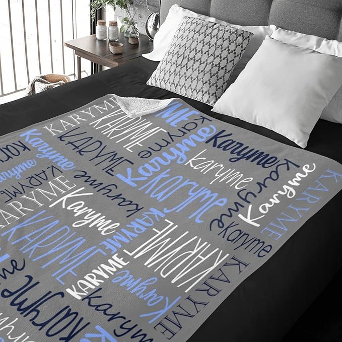 Personalized Blankets with Names Baby Gifts for Girls Boys Custom Soft Fleece and Sherpa Name Blanket for Kids and Adults Birthday for Daughter Son Granddaughter Grandson (Dark Grey)