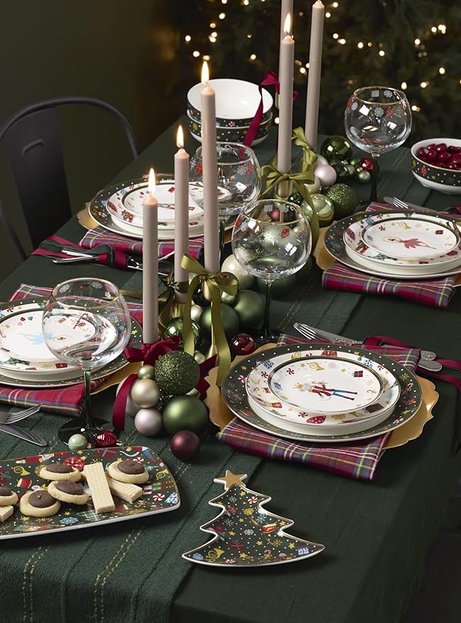 Lenox Dinnerware Set, Nutcracker Ballet 12-Piece Dinnerware Set, Service for 4, Made Of Porcelain, Dishwasher/Microwave Safe, Includes Plates and Bowls for Pasta and Salad, Christmas Decor (12 Piece)