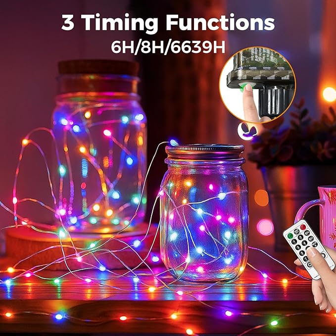 btfarm Fairy Lights Plug in with Remote, 66FT 200 LED Outdoor Twinkle Lights Waterproof with Timer, 8 Modes Indoor String Lights for Bedroom Patio Garden Wedding Christmas Decoration, Multicolor