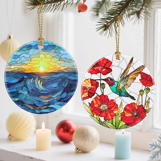 Beach Sunrise-Themed Christmas Tree Decorations, Christmas Ornaments, Keepsake Ornaments, Holiday Decor, Xmas Gifts, Gifts for Sunrise Lovers & Nature Lovers