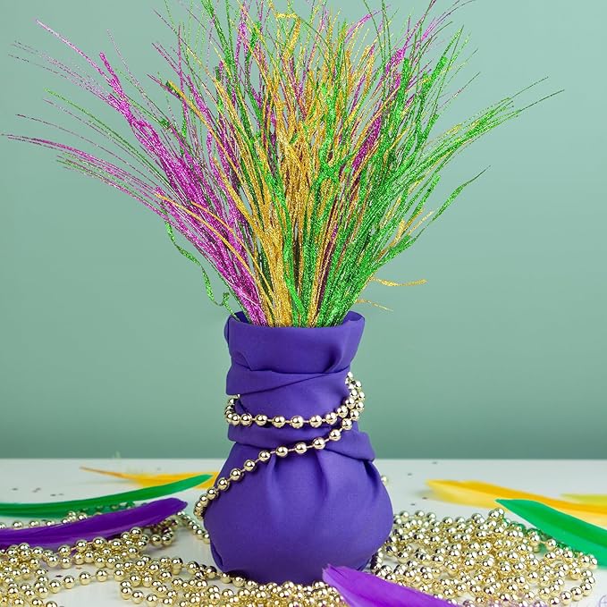 12 Pcs Mardi Gras Picks Table Centerpiece Decoration 16'' Mardi Gras Tree Topper Purple Gold Green Floral Berry Stems Picks and Sprays Table Decor for Carnival Party(Branch)