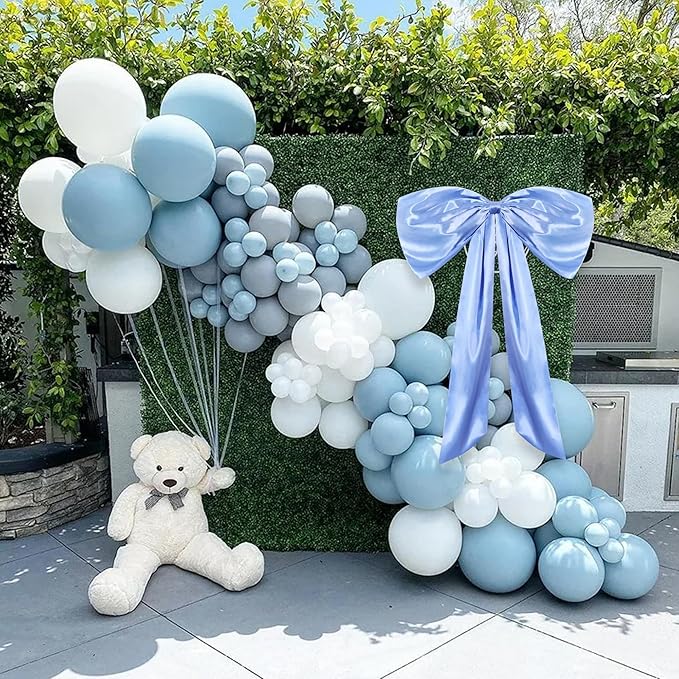 TONIFUL Large Baby Blue Bow Decor 26 x 42 Inch Giant Bow for Car Christmas Tree Coquette Room Wall Front Door Decor Photo Backdrop for Birthday Wedding Baby Shower Party Decorations