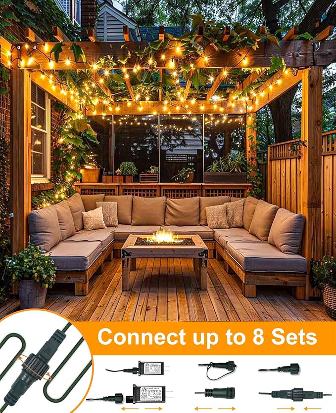 40FT 120 LED Christmas Lights Outdoor, Warm White Christmas String Lights with 8 Modes & Waterproof, Connectable Plug in Christmas Tree Lights for Indoor Bedroom Yard Holiday Decorations