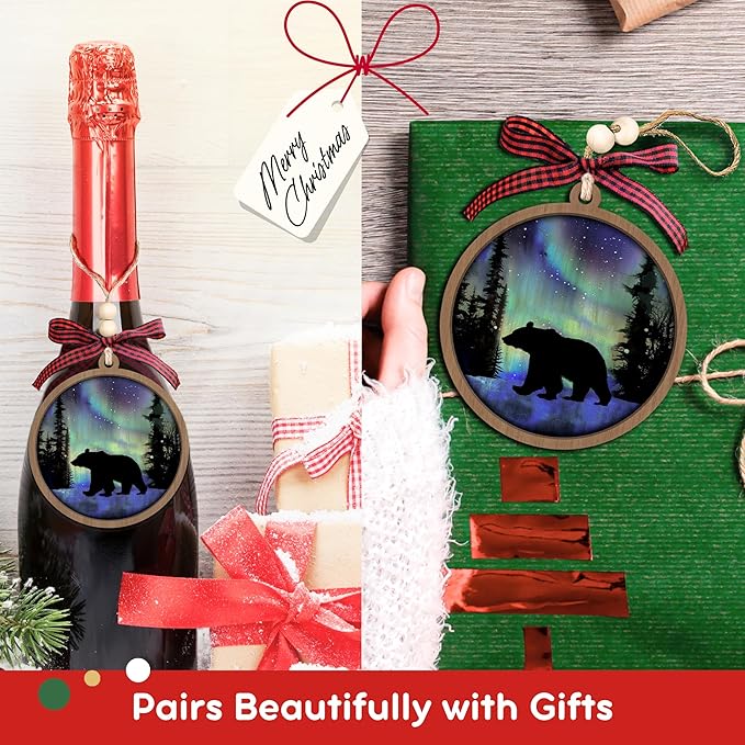 Bear Christmas Ornaments, Animals Ornaments for Christmas Tree - Gifts for Bear Lovers, Women, Men - Bears Christmas Ornament - Wood Ornament 2025