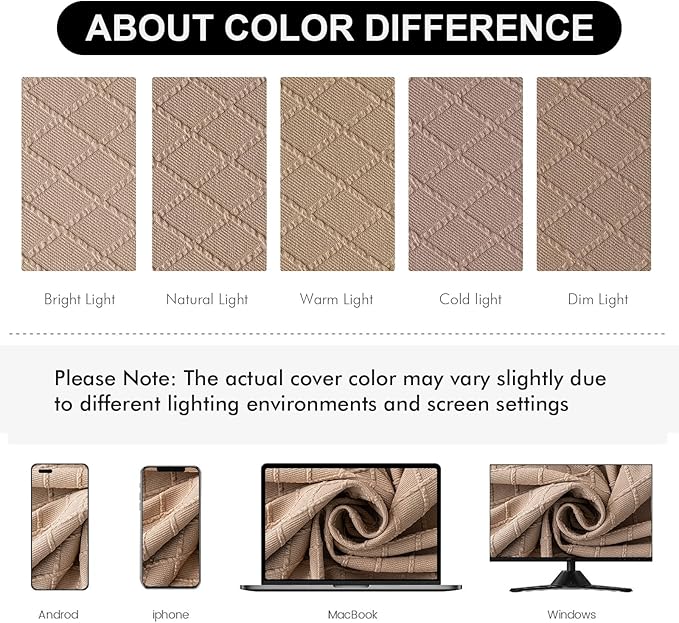 Genina Waterproof Seat Covers for Dining Room Chairs Covers Dining Chair Slipcovers Protector, No Rear Covers (Khaki, 6 Pcs)