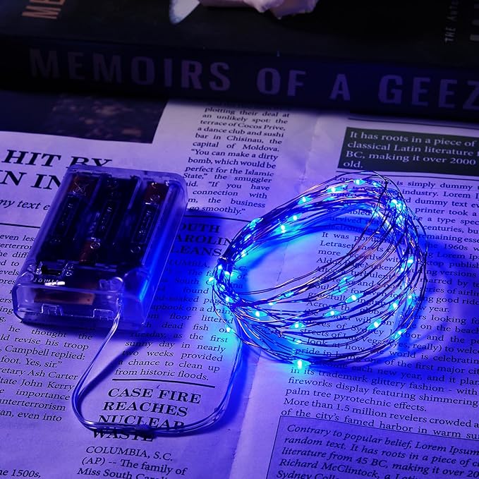 4 Pack 16.4ft Battery Operated String Lights with Timer, Blue with Synchronized Twinkle Mode, Fairy Lights Battery Powered, 50 LEDs, Idea for Christmas Bedroom Party Wedding