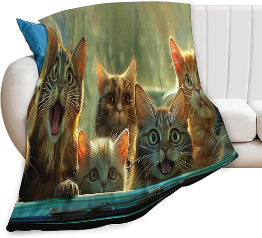 Cat Throw Blanket Cute Cats Decor Blanket Super Cozy Plush Lightweight Soft Plush Flannel Fleece Blanket Gifts for Cat Lover Girls Boys Kids Women Men Teenager for Sofa Bed Couch 50"X40"