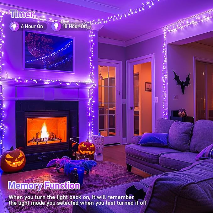 JMEXSUSS 150 LED Purple Christmas Lights Indoor, 8 Modes Connectable String Lights Outdoor Waterproof, 59FT Purple Twinkle Fairy Light for Tree Party Bedroom Home Christmas Decorations