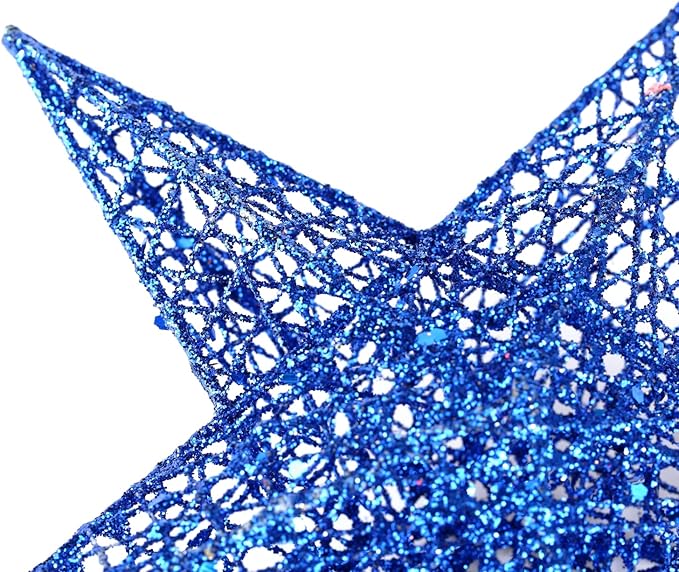 BinaryABC Christmas Tree Topper Star,Glittering Christmas Tree Decoration Ornaments,20cm (Dark Blue)