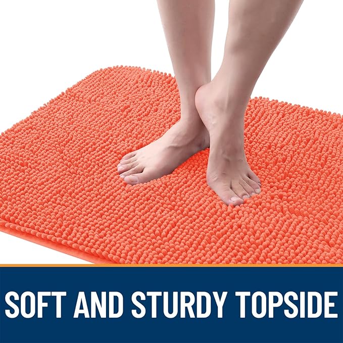 OLANLY Dog Door Mat for Muddy Paws 70x35, Absorbs Moisture and Dirt, Absorbent Non-Slip Washable Doormat, Quick Dry Chenille Mud Mat for Dogs, Entry Indoor Entryway Carpet for Inside Floor, Coral