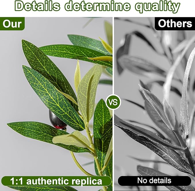 Tall Fake Olives Trees Large Artificial Olive Tree Indoor Outdoor Realistic Floor Plant Faux Flowers Plants for House Home Living Room Bedroom Office Front Porch Modern Farmhouse Boho Decor