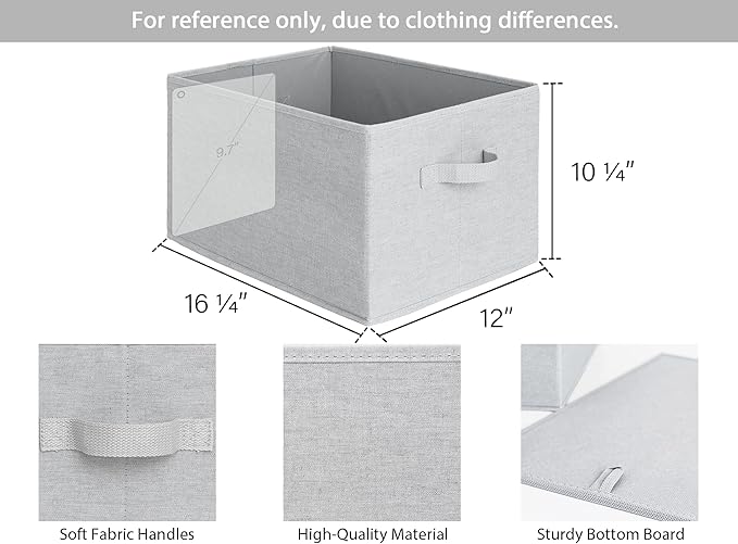 StorageWorks Fabric Storage Bins for Shelves, Closet Organization and Storage Baskets, Foldable Storage Bins Clothes Organizer, Light Grey, 3-Pack, Extra Large