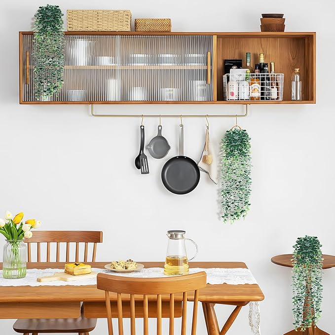 Artificial Hanging Eucalyptus Plants，Fake Plant Eucalyptus Small Decor Faux Hanging Vine Plants Wall Greenery for New Home Decoration，for Floating Shelf Indoor Outdoor Pack of 3