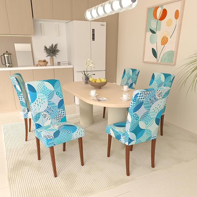Stretch Dining Chair Covers Set of 4,Floral Print Chair Covers,Soft Removable Washable,Pet Friendly Furniture Protector,Universal Chair Slipcovers for Home, Kitchen,Ceremony Dining Room Seat