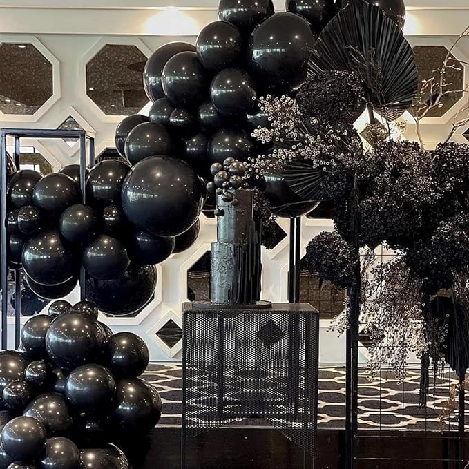 PartyWoo Black Balloons 85 pcs Different Sizes of 18 12 10 5 Inch Black Balloons Arch Kit Garland for Baby Shower Birthday Graduation Casino Gaming Anniversary Race Car Party Decorations Black-Y18