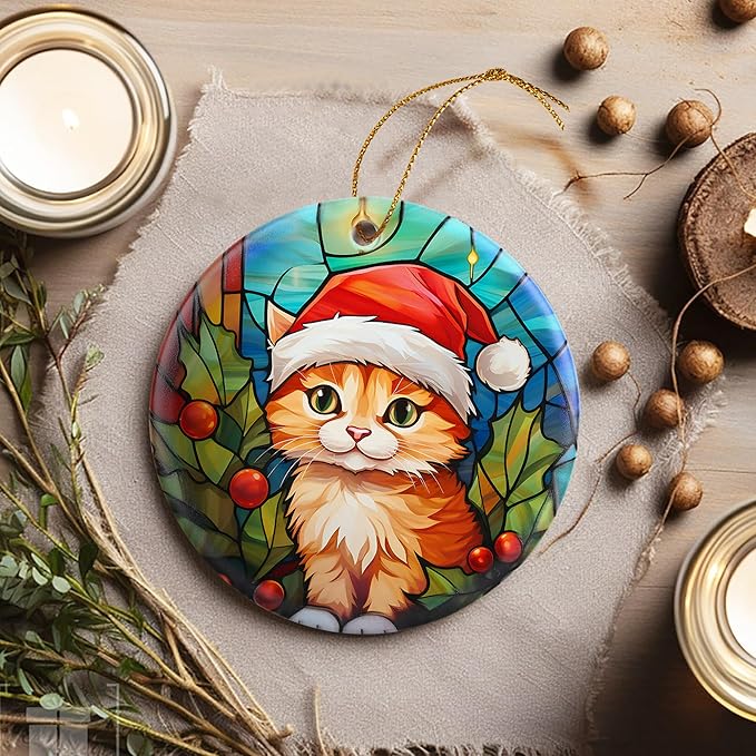 Touber Cat Christmas Ornaments - Hanging Decor for Tree, Holiday Gifts for Cat Lovers