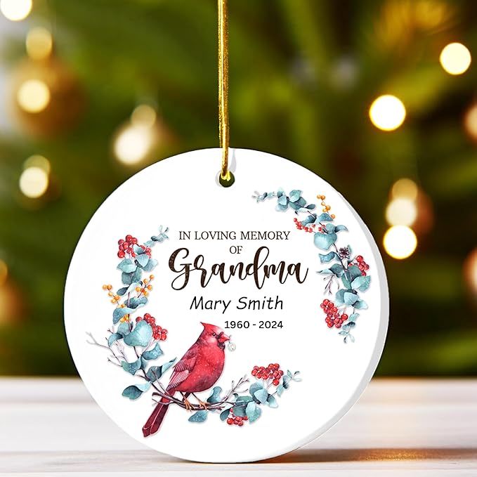 in Memory of Grandma Memorial Christmas Ornament with Date