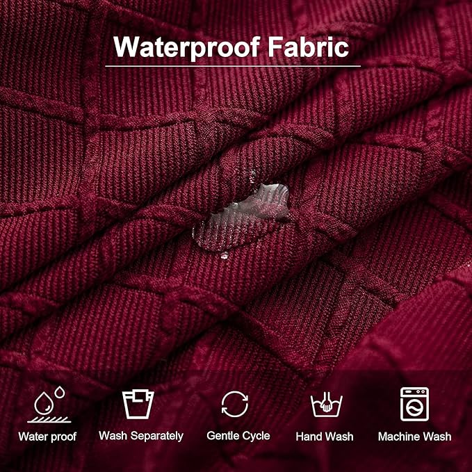 Genina Waterproof Chair Covers for Dining Room Dining Chair Covers Kitchen Parsons Chair Covers (Wine Red, 4 PCS)