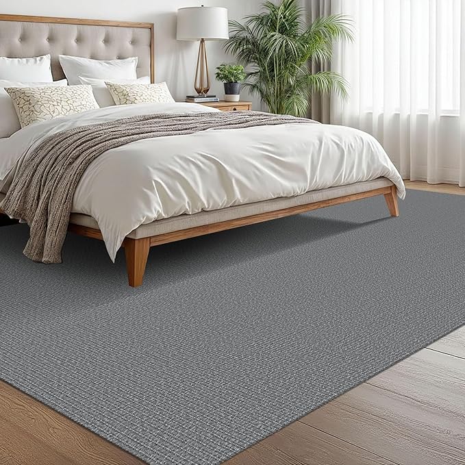 EARTHALL Washable Area Rugs 6x9 Ft Non Slip Living Room Rugs Cotton Rubber Backed Dining Room Rug Braided Bedroom Rugs Indoor Outdoor Floor Carpet for Living Room, Bedroom, Dining Room, Charcoal Gray