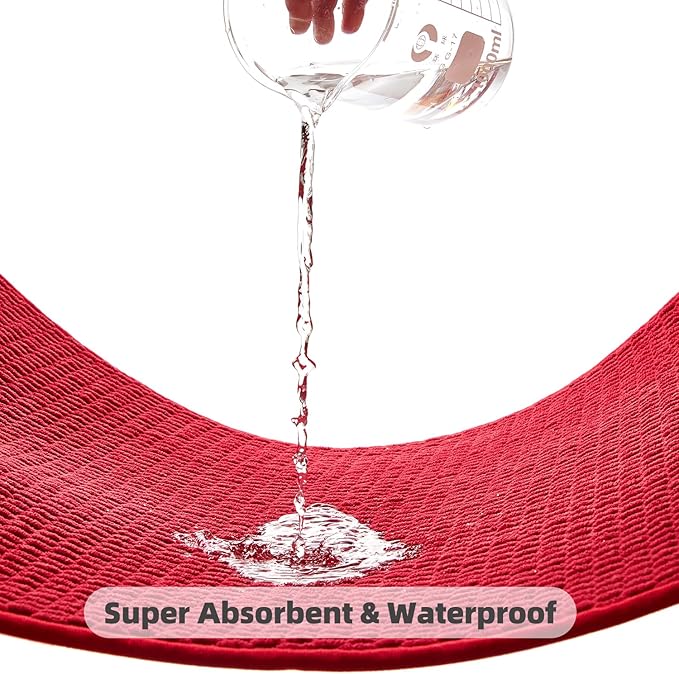 Christmas Bathroom Rugs Non Slip Washable, Super Absorbent Thin Bath Mat Small Quick Dry Low Pile Bathroom Rug, Red 16"x24"