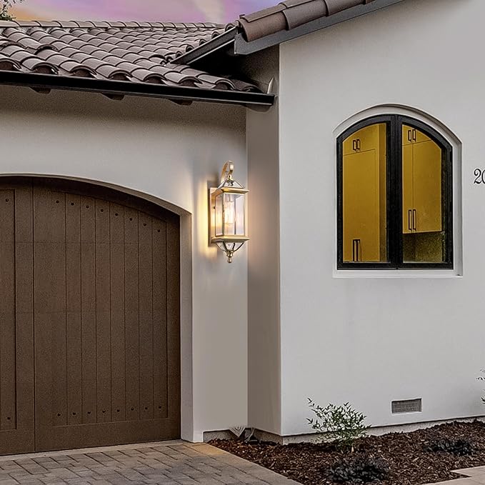 Copper Outdoor Lights Wall Mount 18.5" H Porch Light Oil Rubbed Brass Exterior Light Fixture with Clear Glass,Outside Lighting for Patio, Garage, Frontdoor 1 Pack,Bulb Not Included
