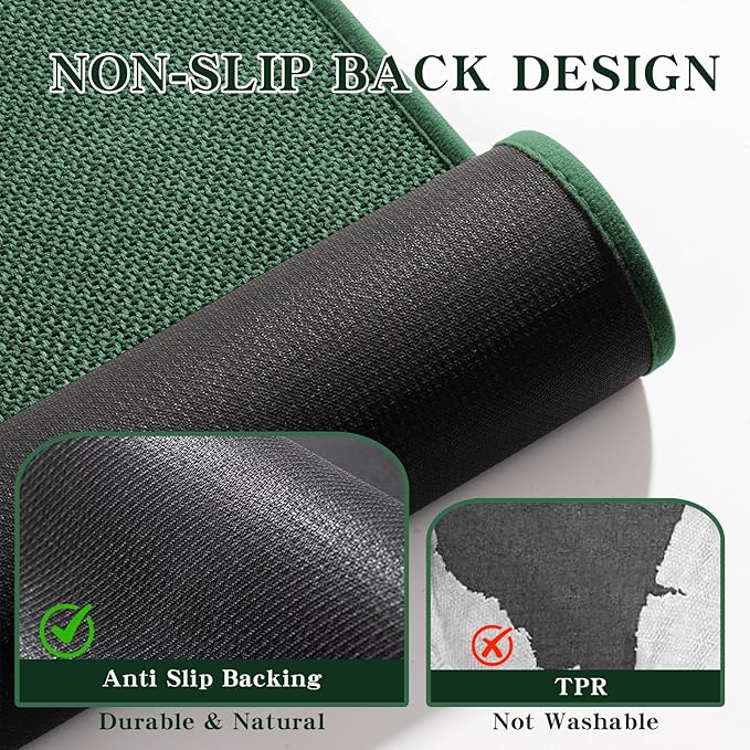 chakme Bathroom Rugs Mat 24x17, Ultra Thin Non Slip Bath Mat Small Quick Dry Absorbent Bath Mat for Bathroom Floor, (Green, 24"x17")