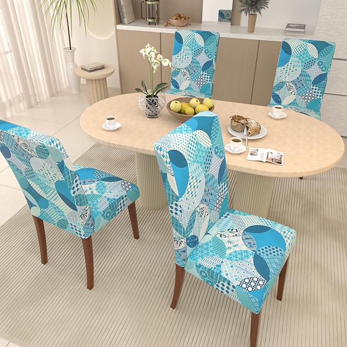 Stretch Dining Chair Covers Set of 4,Floral Print Chair Covers,Soft Removable Washable,Pet Friendly Furniture Protector,Universal Chair Slipcovers for Home, Kitchen,Ceremony Dining Room Seat
