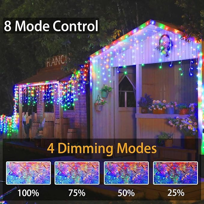 Christmas String Lights Outdoor - 49Ft/15M 640 LED 8 Modes with Remote Control and App Waterproof Christmas Lights for Patio Yard Garden Wedding Party-Multicolor
