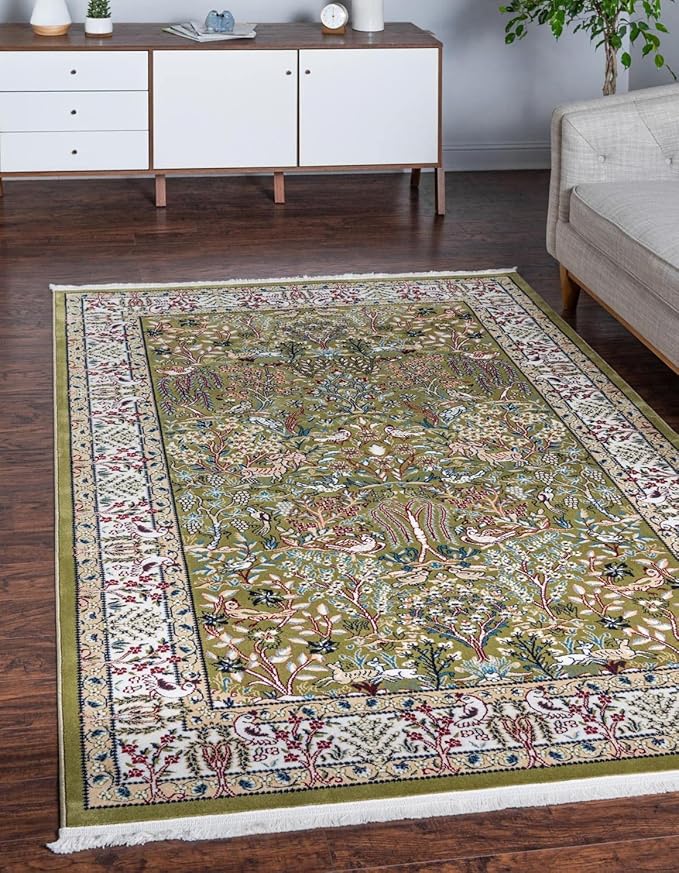 Unique Loom Narenj Collection Area Rug - Bristol (9' x 12' Rectangle, Green/ Ivory)