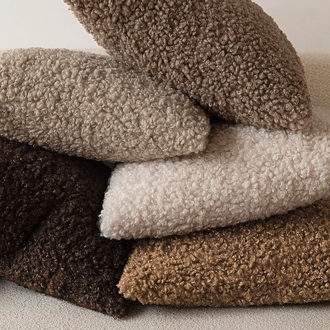 Foindtower 2 Pieces 20x20 Inch Dark Bronze, Faux Fur Throw Pillow Cover Accent Sherpa Furry Pillow Covers Fuzzy Soft Pillowcases Cozy Sheepskin Decorative Fleece Cushion Case for Bed Couch Living Room
