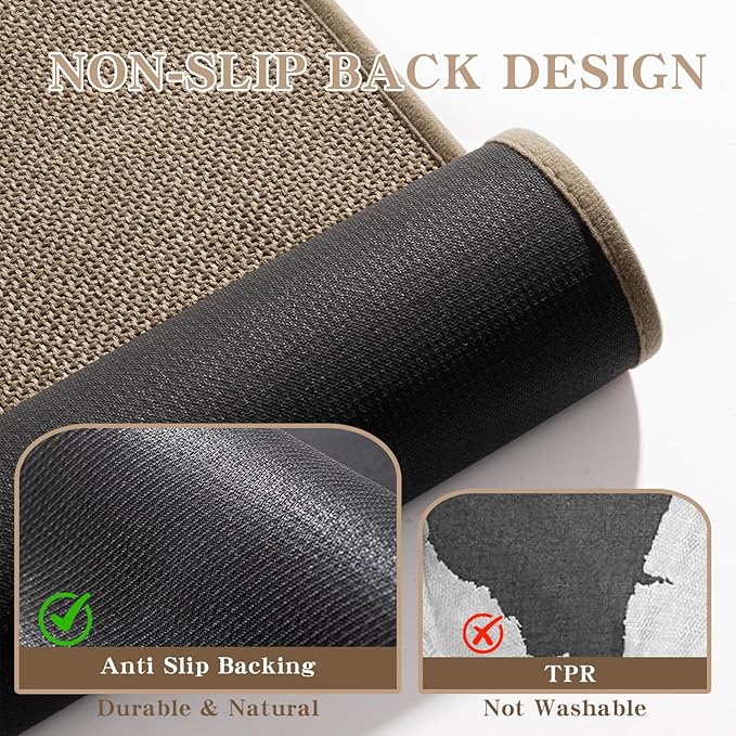 chakme Bathroom Rugs 59x17, Ultra Thin Non Slip Bath Mat Runner Quick Dry Absorbent Bath Mat for Bathroom Floor, (Dark Beige, 59"x17")