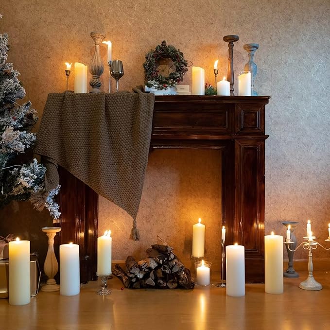 MOZEAL 4" x 12" Extra-Large Blue Pillar Candles (Set of 2), Unscented,Dripless, Smokeless,Long Clean-Burning,These Tall 12 inch Large Blue Pillar Candles Perfect for Weddings and Christmas Decor