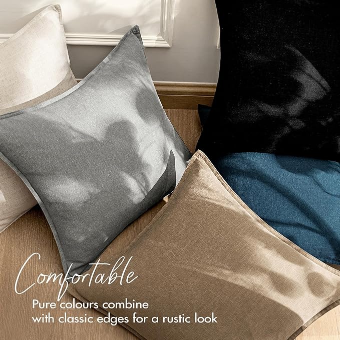 EMEMA Decorative Linen Throw Pillow Covers 26x26 Inch Light Grey Boho Farmhouse Neutral Couch Throw Pillows for Bed Pack of 2 Accent Pillowcase Modern Sofa Cushion Livingroom Home