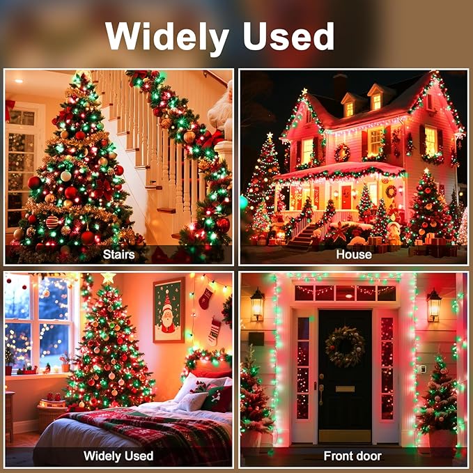 393 FT Christmas Lights 1000 LED Xmas Lights Outdoor Christams String Lights Waterproof 8 Modes & Timer, Fairy Lights Plug in for Weeding, Patio, Party, Holiday,Christmas Decor (Red+Green)