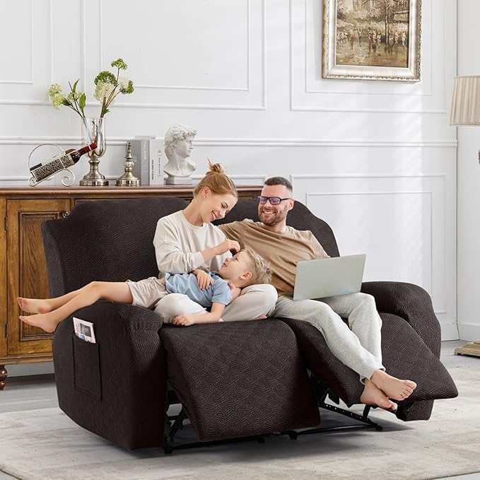 Timeles Recliner Covers Extra Wide Recliner Loveseat Covers Oversized Reclining Couch Covers Sofa Slipcovers Stretch Soft Washable (Two-Seater Oversized, Chocolate)