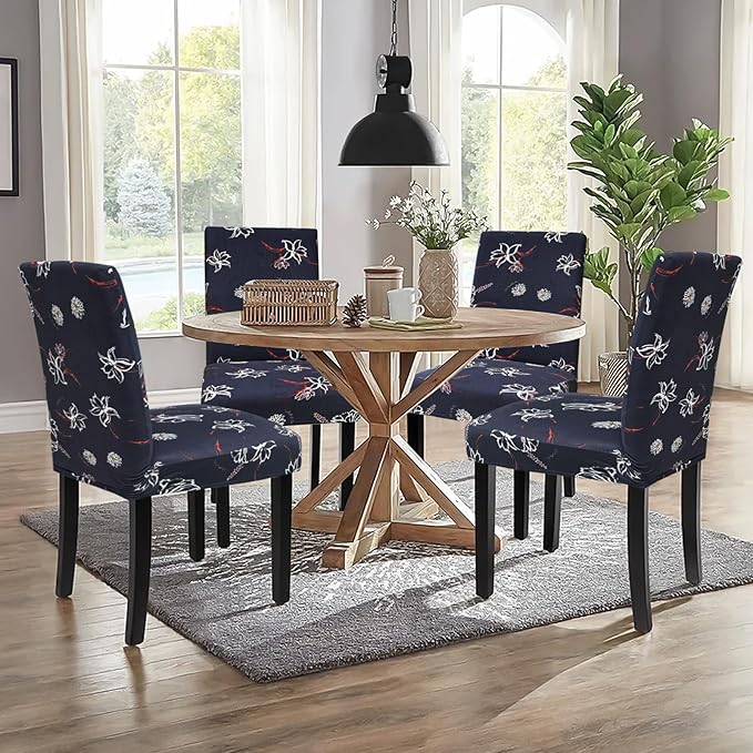 Sufdari Dining Chair Covers,Kitchen Chair Cover,Parsons Chair Slipcover,Spandex Chair Protectors for Dining Room Stretch Chairs Cover Set of 4 -Daisy Floral