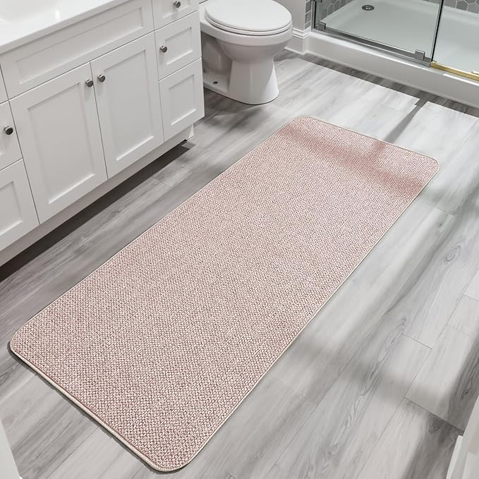 Bath Mat,Ultra Thin Bathroom Runner Rugs,Large Bath Mats for Bathroom,Quick Dry,Non-Slip,Machine Washable,Low Pile,Bath Rug,Shower Outside,Sink,Home Decor Accessories.Beige,3'x5'(36x60inch)