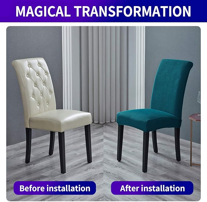 Howhic Stretch Chair Covers for Dining Room Set of 2, Removable Washable Dining Room Chair Covers, Dining Chair Slipcovers Seat Protector, Great Home Decor and Banquet Upholstery (Teal, 2 Pack)