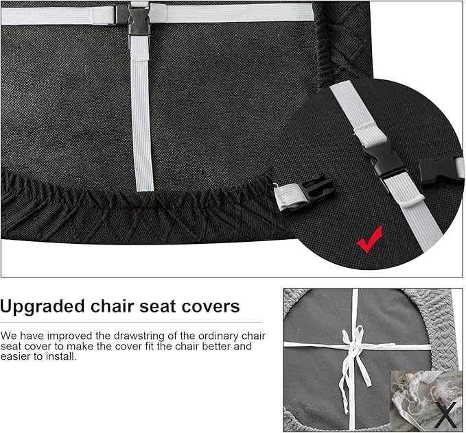 Genina Waterproof Seat Covers for Dining Room Chairs Covers Dining Chair Cover Kitchen Chair Covers (Black, 2 Pcs)