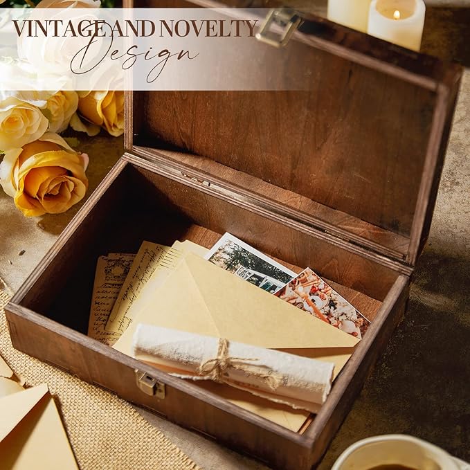 AW BRIDAL Wedding Keepsake Box with Lids, Mr and Mrs Engraved Wood Memories Box for Storage, Bridal Shower Gifts for Bride, Engagement Gifts for Couples, Wedding Gift for Bride and Groom