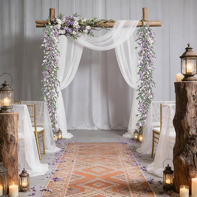 Artgar Flower Garland 6Ft Spring/Summer Garlands Floral Garland for Mantle All Year Round Paper Garlands Decor for Indoor Outdoor Home Wedding Arch Porch Stair Backdrop Year Round Decor (Purple)
