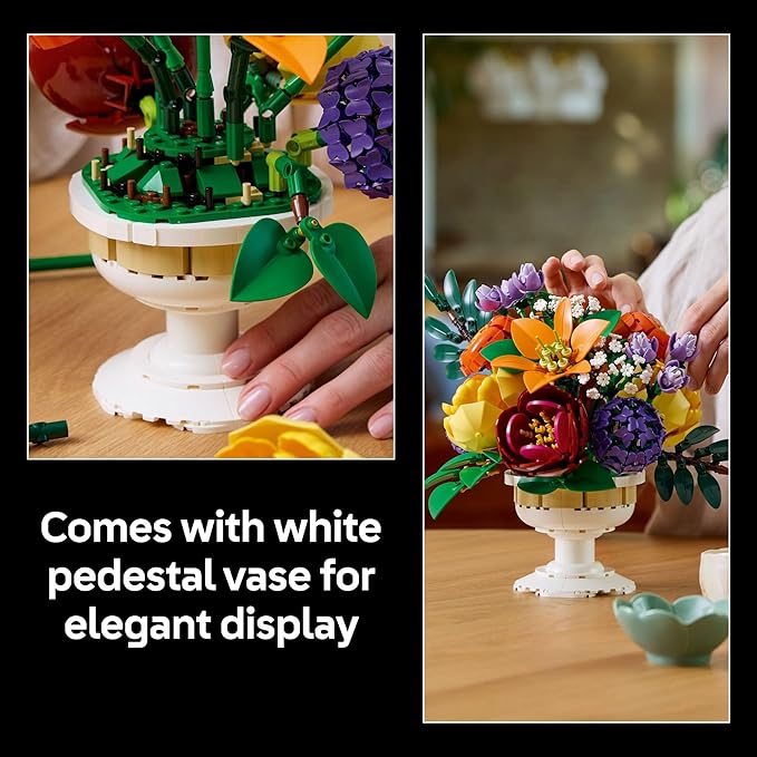 LEGO Botanicals Flower Arrangement Artificial Flowers Building Set - Decor for Table Display - Gift for Birthdays - Unique Bouquet for Adults, Ages 18+ - 10345