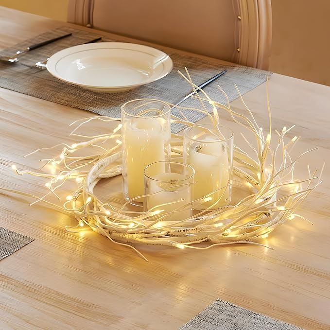 Lighted Birch Garland 6FT 48 LED Battery Operated with Timer for Christmas Fireplace Mantle Table Decoration Indoor Outdoor Use