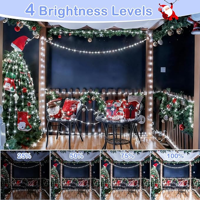 Decute 500LED 164ft Fairy String Lights Cool White Christmas Light Silver Wire w/Remote, Firefly Lights Starry Light for DIY Christmas Tree Costume Wedding Party Table Centerpiece Decor