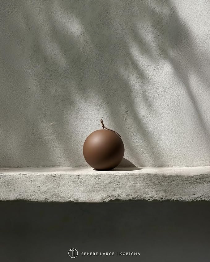 LAWA Sphere Candle - Beautiful Handmade Pillar Scented Soy Wax Elegant Aesthetic Candle Housewarming Gift Home Room Shelf Decor Idea (Kobicha, Large)
